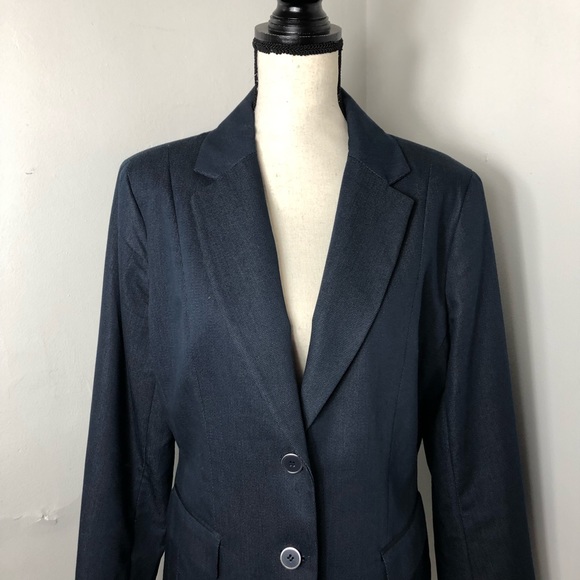 New York & Company Blue Denim Blazer Jacket Plus - Picture 3 of 8